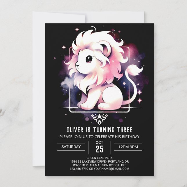Convites Dreamy Safari Lion Birthday (Frente)