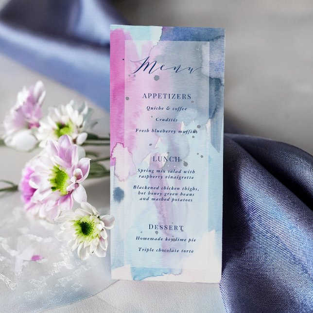 Convites Dreamy Spring Watercolor Bridal Shower Menu Card (Criador carregado)