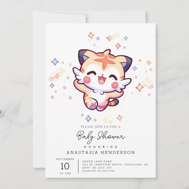 Convites Dreamy Tiger Chá de fraldas (Frente)