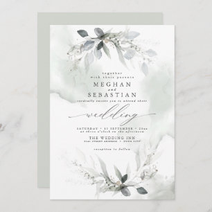 Convites Dreamy Wedding Watercolor Greenery