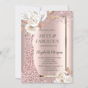 Convites Dress Glitter Confetti Autumn Flowers 50th