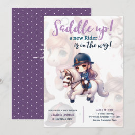 Convites Dressage Rider Baby Girl Chá Rider a caminho