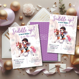 Convites Dressage Rider Baby Girl Chá Rider a caminho