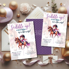 Convites Dressage Rider Baby Girl Chá Rider a caminho