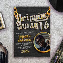 Convites Drippin Swag 16 com Foto