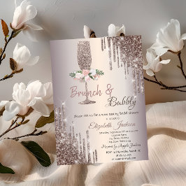 Convites Drips Brunch & Bubbly Rose Gold Chá de Noiva