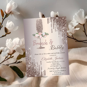 Convites Drips Brunch & Bubbly Rose Gold Chá de Noiva