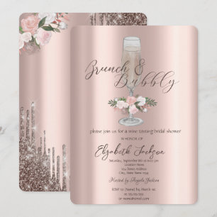 Convites Drips Chic, Vidro, Rosas Brunch & Espumante