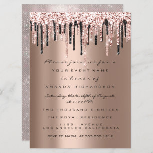 Convites Drips Rosa Chá de panela Birthday Sweet 16 Classy