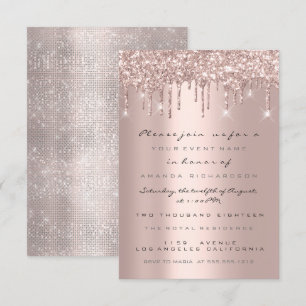 Convites Drips Rose Gold  Chá de Noiva Sweet 16