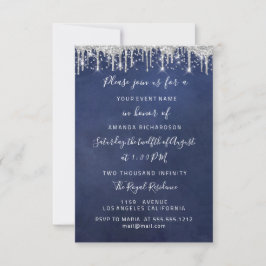 Convites Drips Silver Confetti Bridal Casamento 16º Marinho
