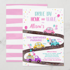 Convites Drive By Birthday Parade Party Pink Drive Through