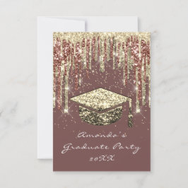 Convites Drives de formando Glitter Rosa de Confetti Dourad