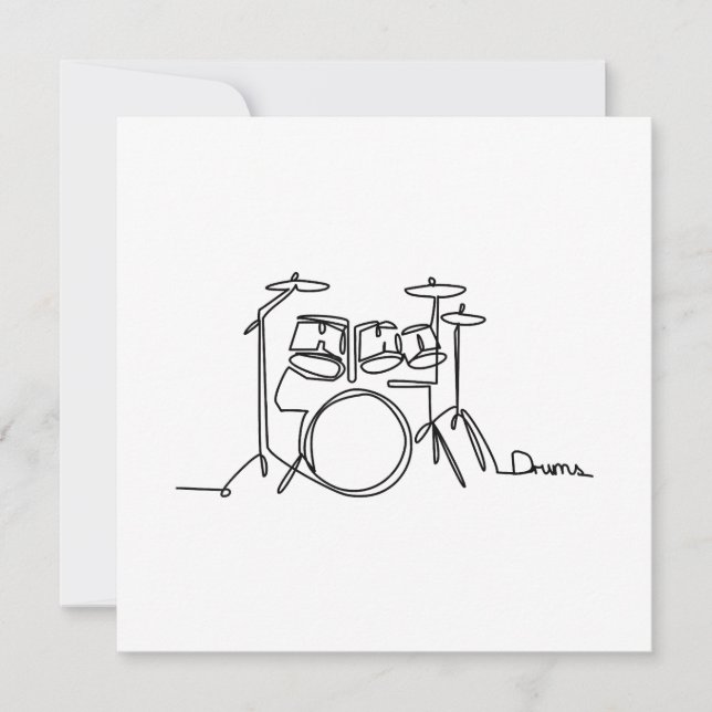 Convites Drummer Music Design Um Tambor De Linha (Frente)