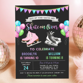 Convites Dual Ice Skating Birthday Invitation