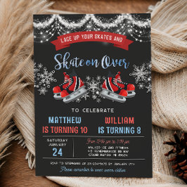 Convites Dual Ice Skating Birthday Invitation for Boys