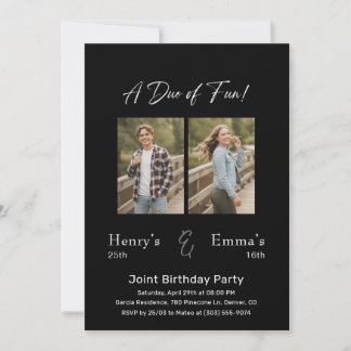 Convites Dual Photo Milestone Double Joint Birthday Party