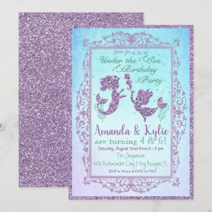 Convites DUAL Sereid Party Under the Sea Birthday Card