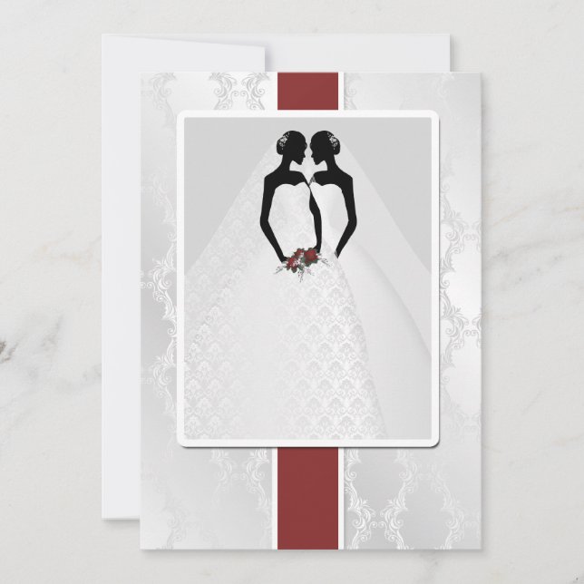 Convites Duas Brides No Casamento De Bridal Gown (Frente)