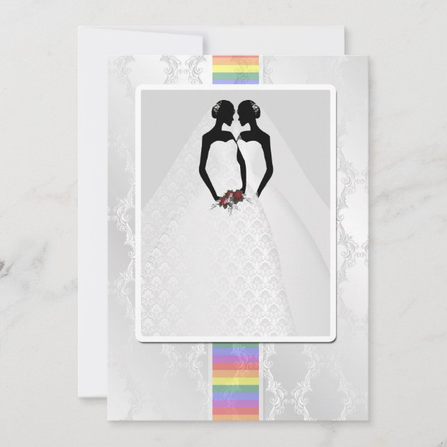 Convites Duas Brides No Casamento De Bridal Gown (Frente)