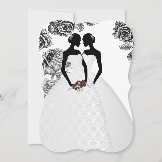 Convites Duas Brides No Casamento Elegante De Bridal (Frente)