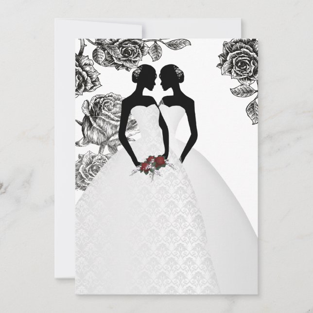 Convites Duas Brides No Casamento Elegante De Bridal (Frente)