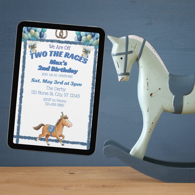 Convites Duas Corridas, Cavalo Azul 2º Aniversário (Criador carregado)