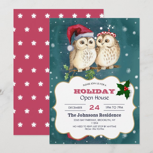 Convites Duas corujas bonitinhas desenhadas (Frente/Verso)