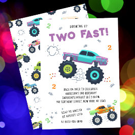 Convites Duas Crianças De segundo aniversário Rápido Monste