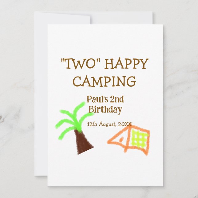 Convites Duas crianças felizes acampadas de segundo anivers (Frente)