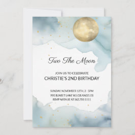 Convites Duas da Lua de Aniversário Rapariga Azul