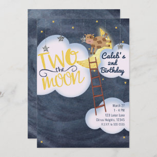 Convites DUAS DA LUA segundo 2, Aniversário da Vaca Rhyme