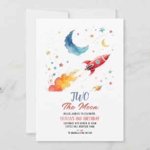 Convites Duas das Moon segundo aniversário Invitation Rocke
