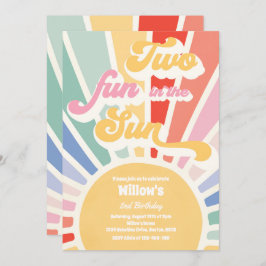 Convites Duas Diversão Em Raios Rosa-Rosa De segundo aniver