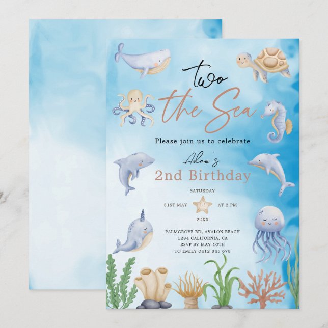 Convites Duas do Mar, Aquarela Sob o segundo aniversário do (Frente/Verso)