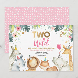 Convites Duas Douradas Festas de aniversário Selvagens Saf