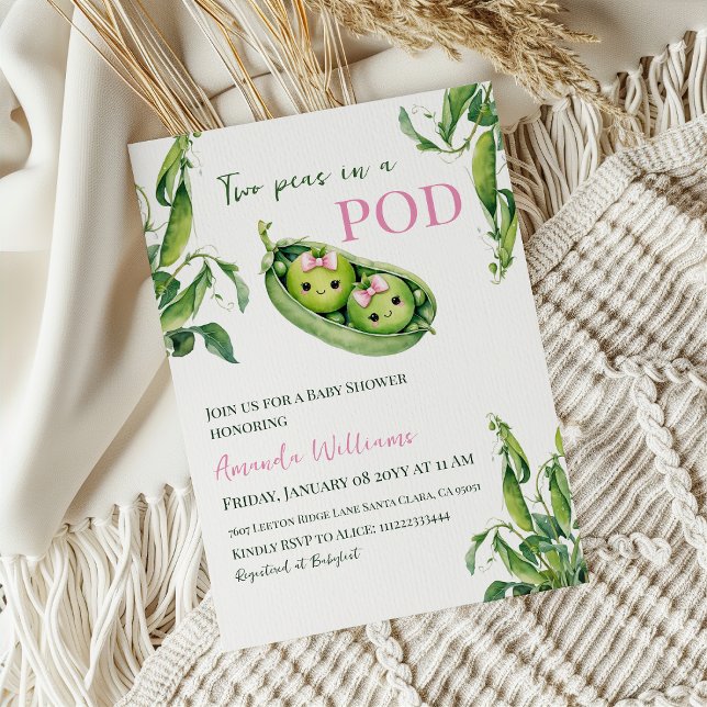 Convites Duas Ervilhas bonitas em um Chá de fraldas de gême (Criador carregado)