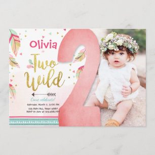 Convites Duas fêmeas segundos aniversários selvagens boho