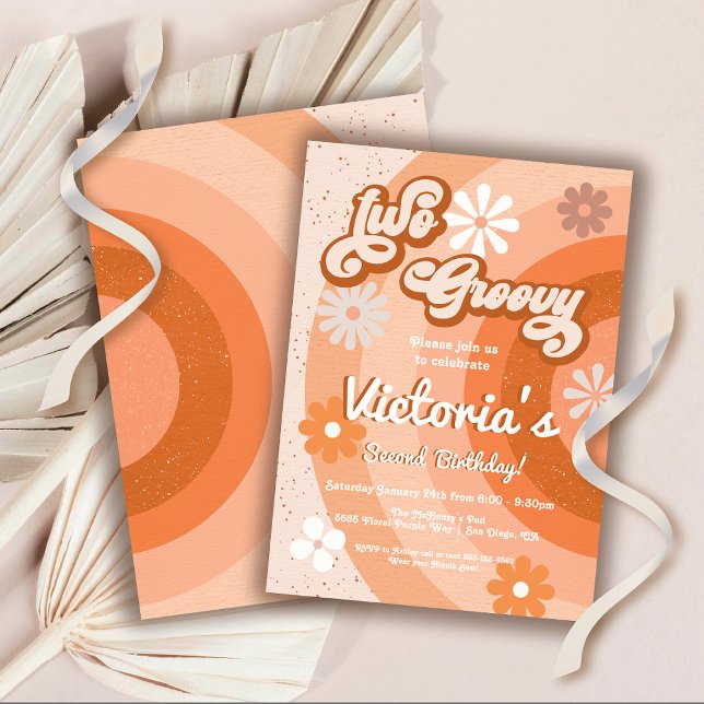 Convites Duas Festa de aniversário de Hippie de Groovy (Criador carregado)
