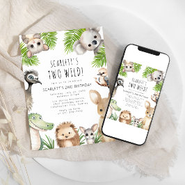Convites Duas Festas de Aniversário de Animais Selvagens Au