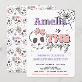 Convites Duas Festas de aniversário de Dia das Bruxas, Rosa