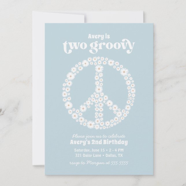 Convites Duas Festas de aniversário de margarida 70 Groovy (Frente)