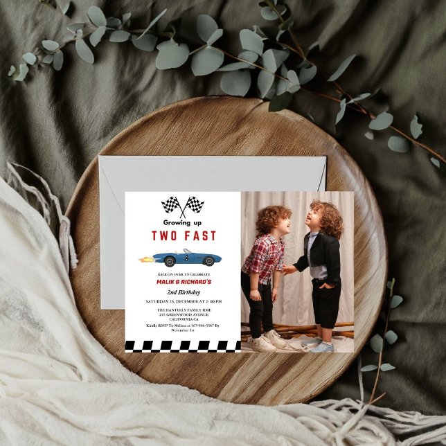 Convites Duas Festas de aniversário de segundo Race Race Rá (Criador carregado)