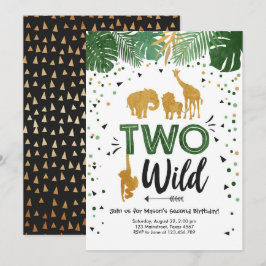 Convites Duas Festas de aniversário Douradas Safari Selvage