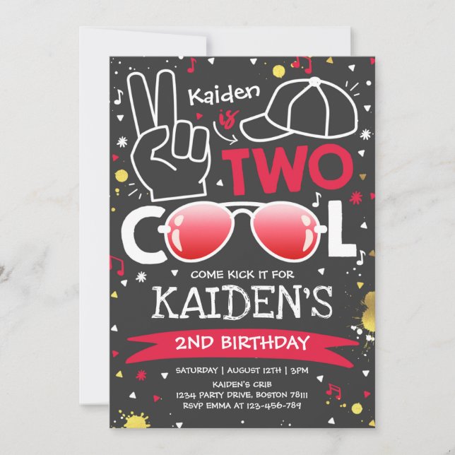 Convites Duas Festas de aniversário Legal. Sou dois segundo (Frente)