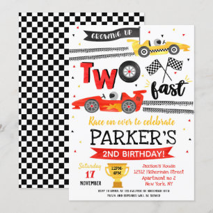 Convites Duas Festas de Aniversário Rápidas Carro de Corrid