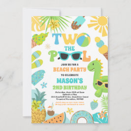 Convites Duas Festas De Piscina De segundo aniversário De V