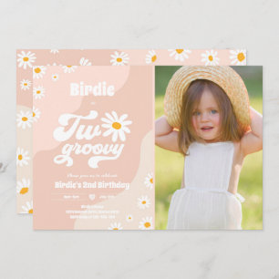 Convites Duas Festas de segundo aniversário Boho Retro Dais