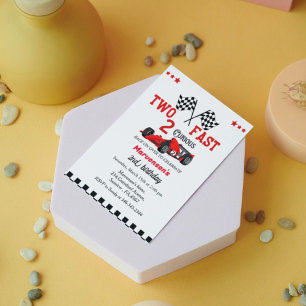 Convites Duas festas de segundo aniversário de carro rápido