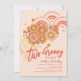 Convites Duas Festas de segundo aniversário de Groovy Boho
